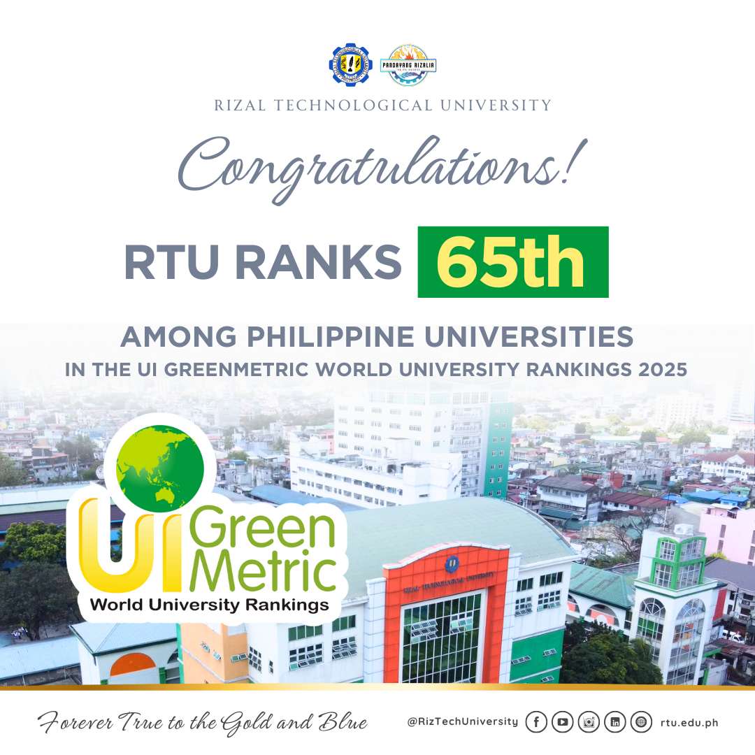 Read more about the article RTU Breaks New Ground in Global Sustainability Rankings, Secures Top 65 Position Among Philippine Universities in UI GreenMetric World University Rankings 2025