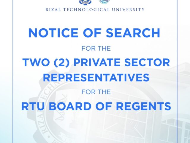 NOTICE OF SEARCH FOR TWO (2) PRIVATE SECTOR REPRESENTATIVES TO THE RTU BOARD OF REGENTS