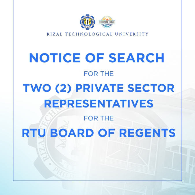 Read more about the article NOTICE OF SEARCH FOR TWO (2) PRIVATE SECTOR REPRESENTATIVES TO THE RTU BOARD OF REGENTS